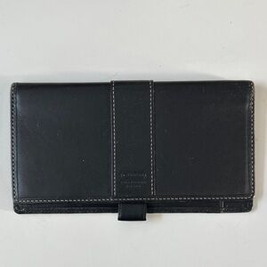 Black Leather check book with Contrast Stitching